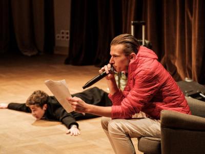 Fotorelacja: 5 LISTOPADA Czytanie performatywne II, Wykład profesora Mmaa S. Themerson, reż. Michał Telega, Nowe Formy Teatru