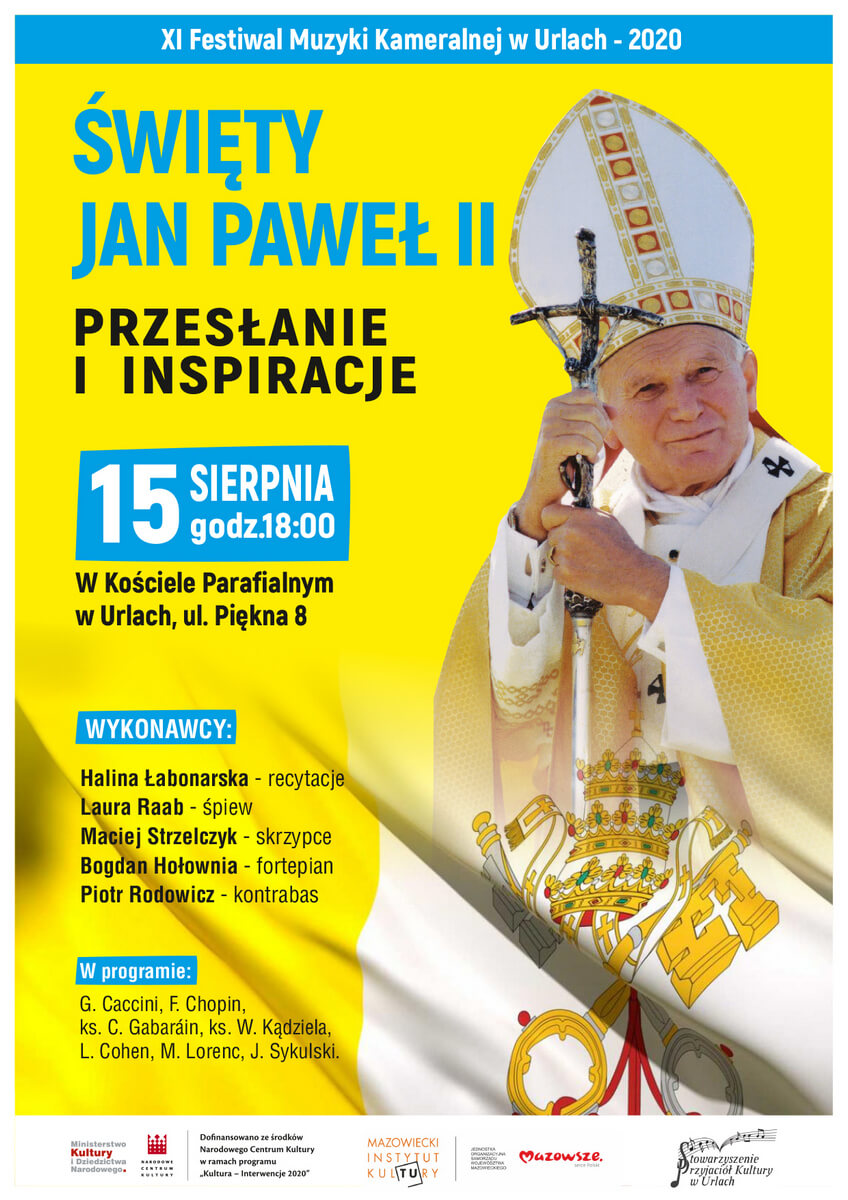plakat koncertu z fotografią świętego Jana Pawła II
