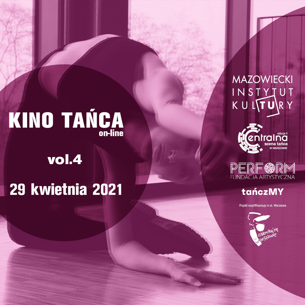 grafika: na tle zdjęcia klęczącej tancerki napis kino tanca 29 kwietnia