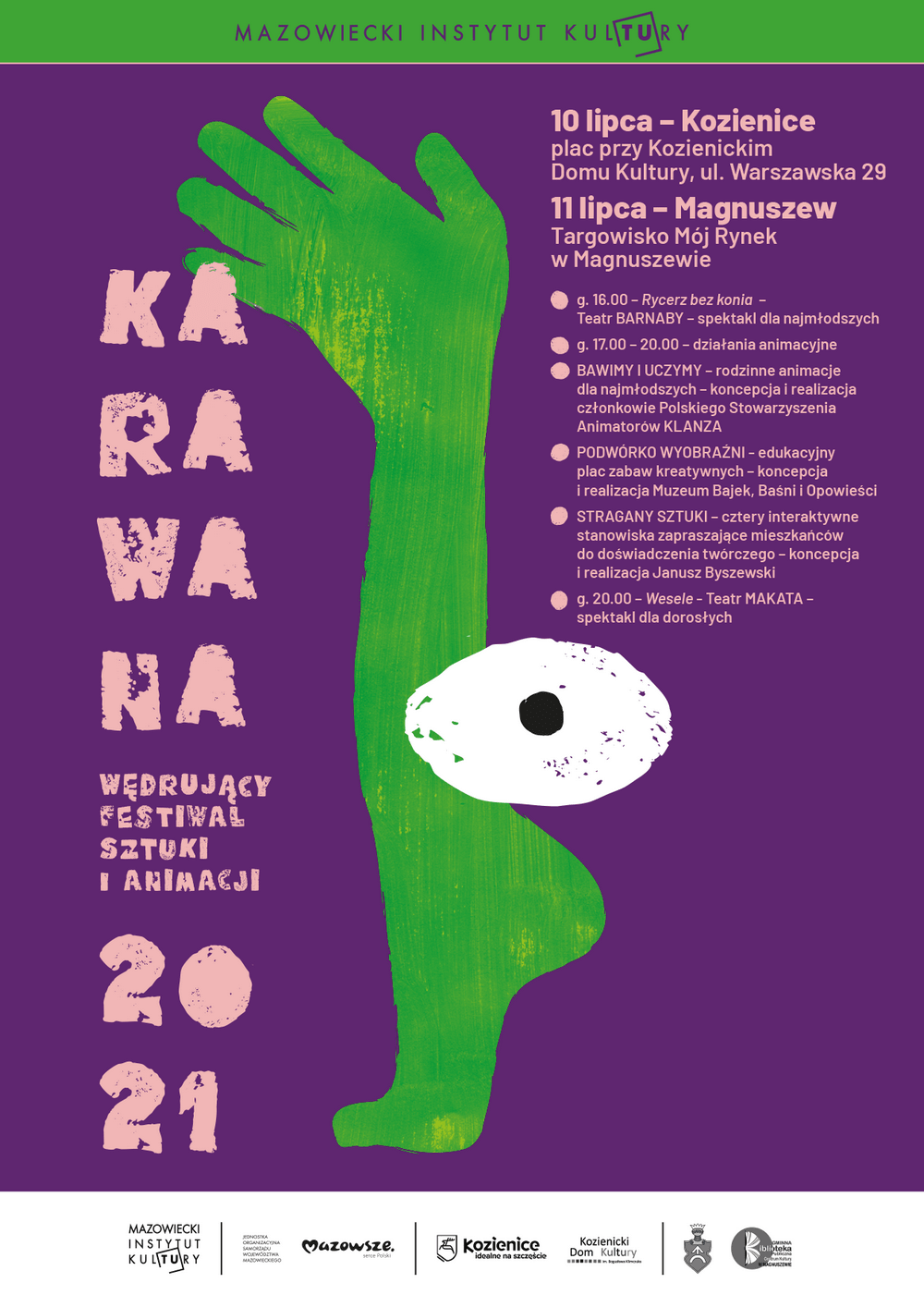 grafika: na fioletowym tle napis karawana 2021