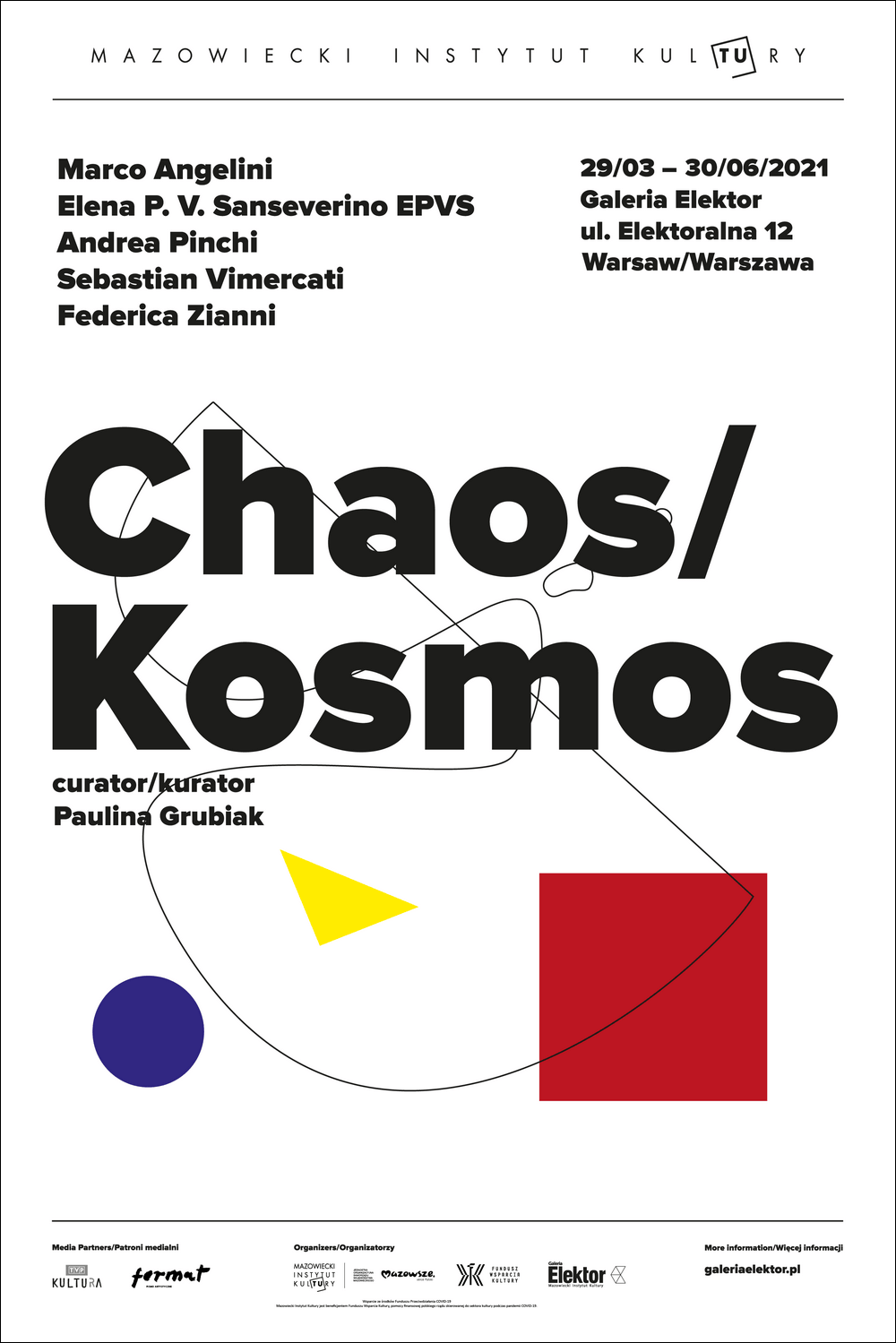 biała plansza z czarnym napisem Chaos/Kosmos