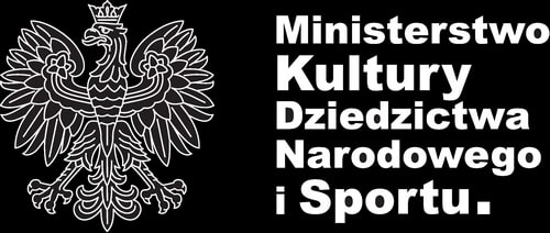 grafika: czarna plansza z godłem Polski i napisem Ministerstwo Kultury Dziedzictwa Narodowego i Sportu