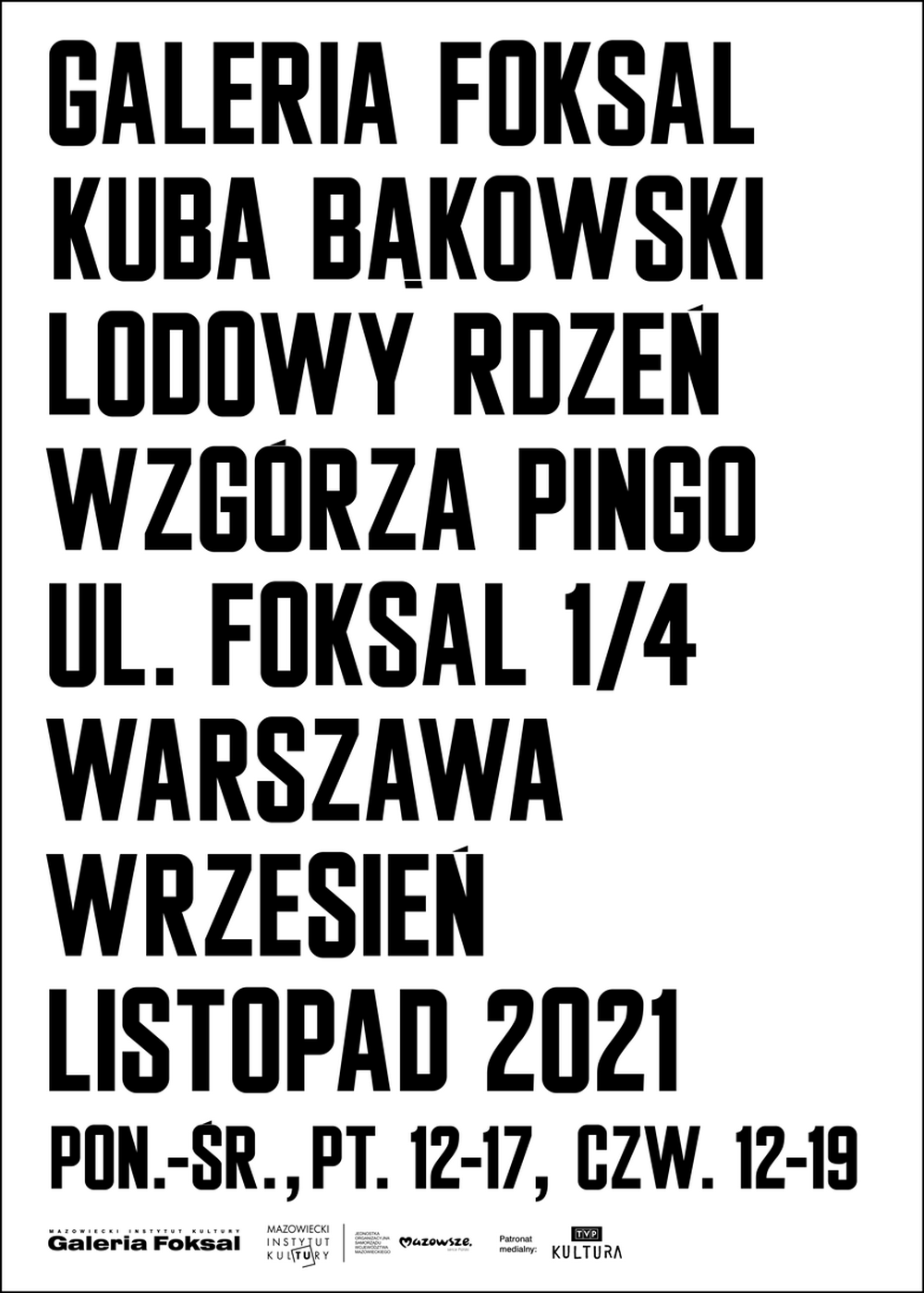 grafika: na biały tle czarne litery Kuba Bąkowski