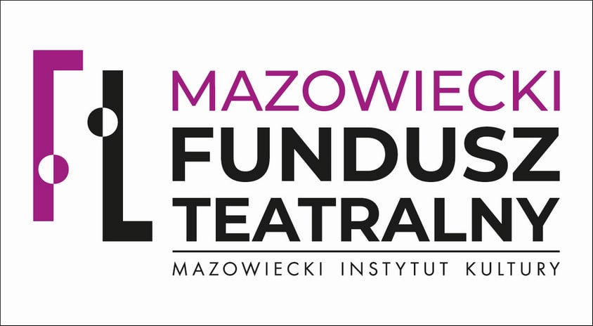 grafikia: biała plansza z napisem mazowiecki fundusz teatralny