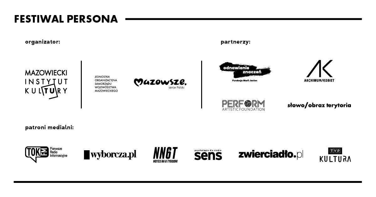 biała plansza z logotypami organizatorów, partnerów i patronów medialnych