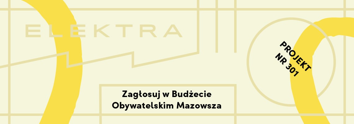 grafika - na żółtym tle proste linie i napis zagłosuj w budżecie obywatelskim mazowsza