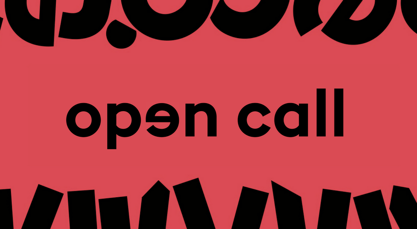 grafika: na czerwonym tle napis open call