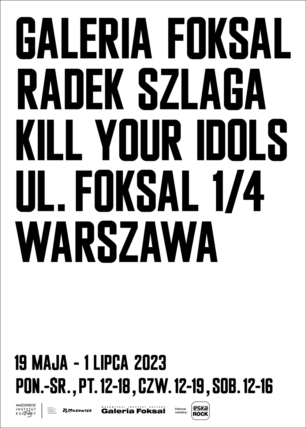 grafika plakat na biały tle czarne napisy