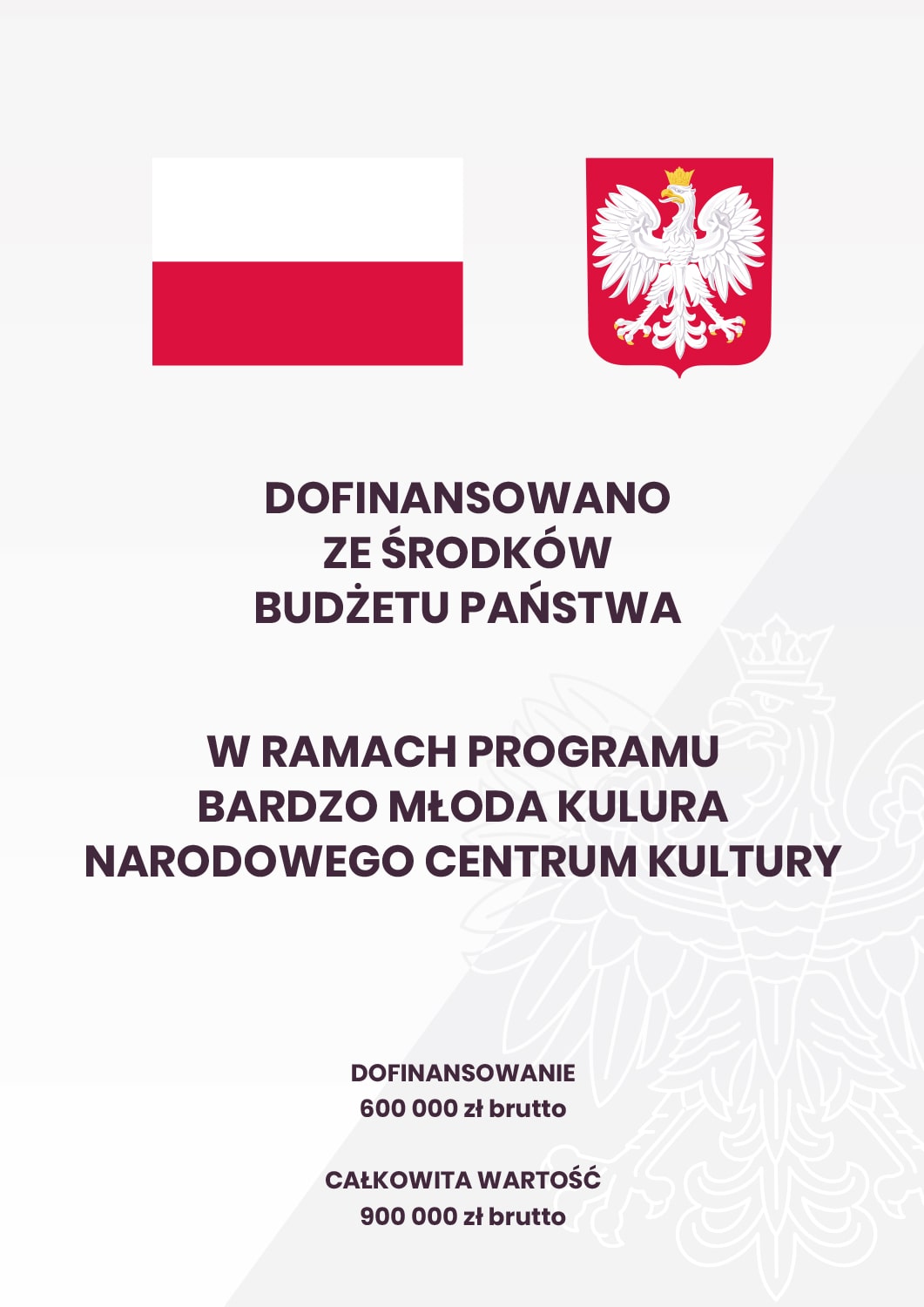 plansza graficzna flaga polski i godło polski napis dofinansowano ze środków budżetu państwa