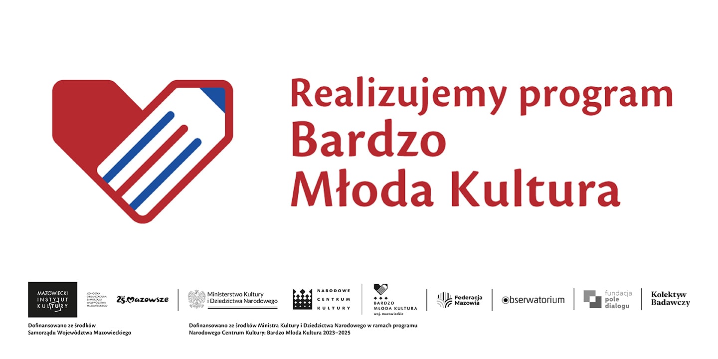 grafika na białym tle czerwony napis realizujemy program bardzo młoda kultura