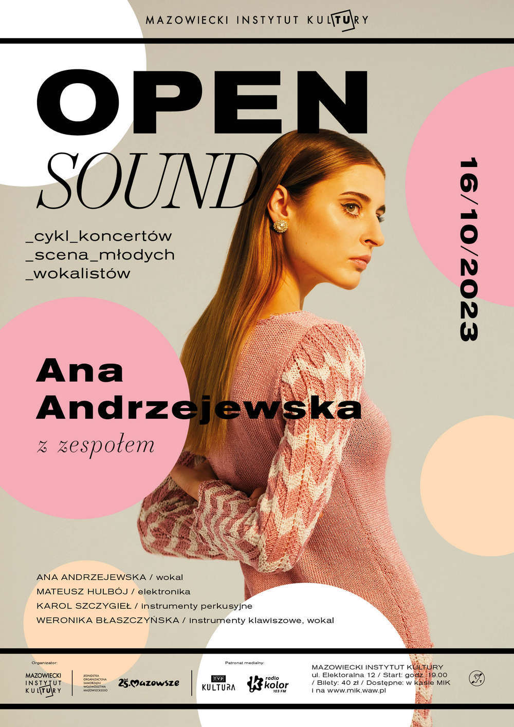 grafika fotografia any andrzejewskiej stoi odwrócona tyłem, oglądając się przez ramię, napisy