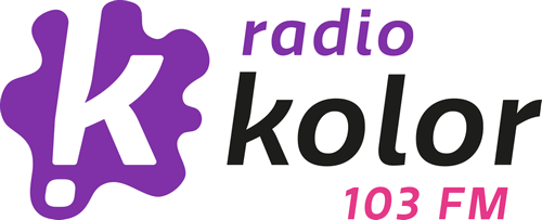 logotyp fioletowa litera K i czarny napis kolor