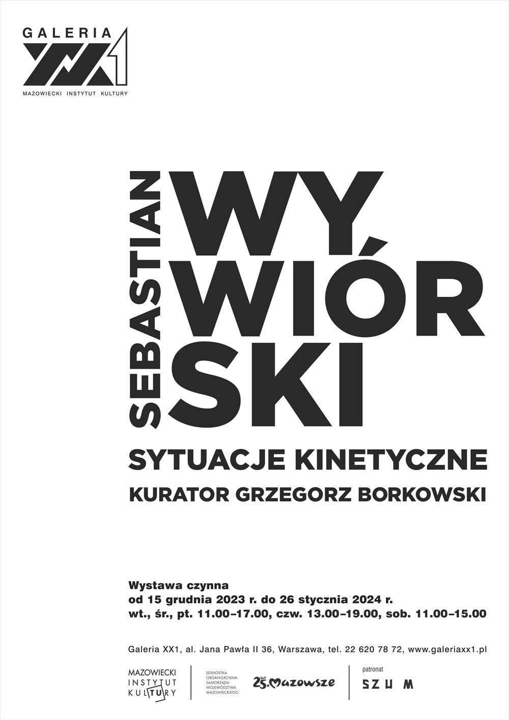 grafika afisz na białym tle czarne litery