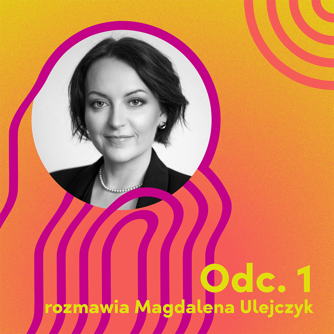 grafika informacyjna kolaż czarno białego zdjęcia portretowego magdaleny ulejczyk