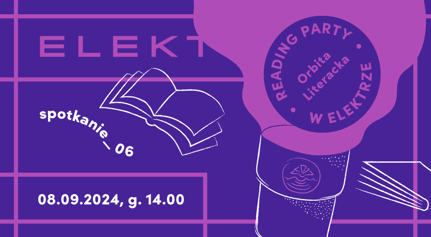 grafika informacyjna na niebieskim i fioletowym tle rysunek parującego kubka