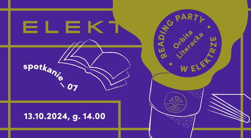 grafika informacyjna na fioletowym tle rysunek parującego kubka