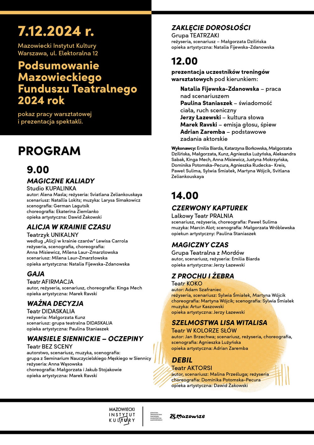 grafika informacyjna na białym tle program wydarzeń