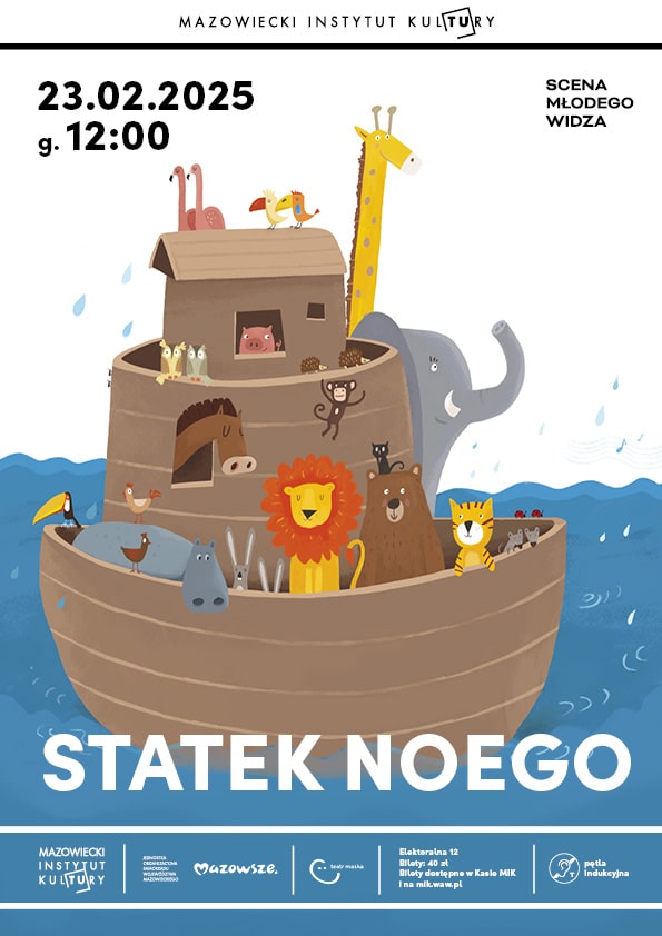 grafika informacyjna rysunek statku w którym siedzą zwierzęta