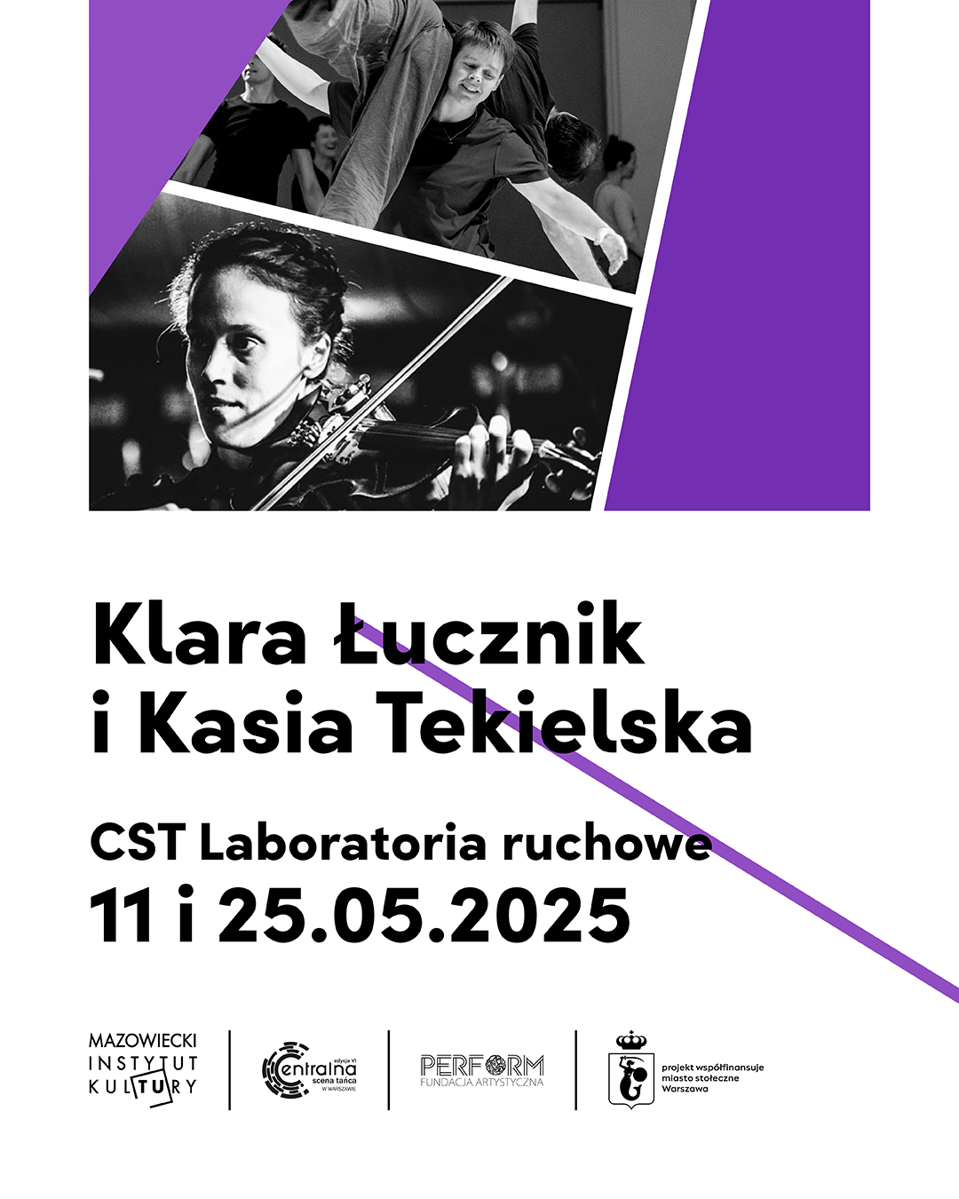 Grafika promocyjna. Na fioletowym tle zdjęcia artystek, obok tekst informujący o wydarzeniu.