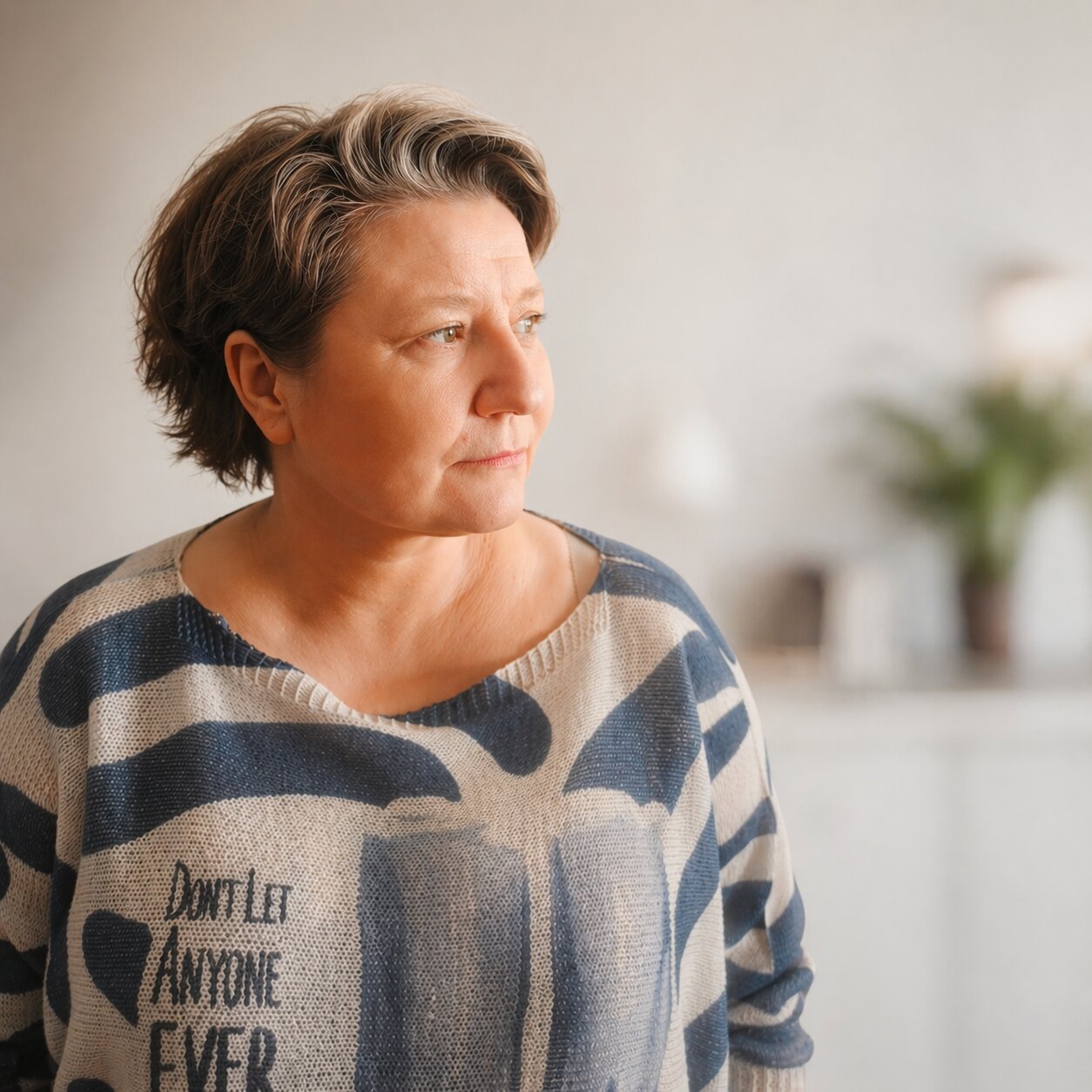 Zdjęcie przedstawiające Sylwię Głuszak patrzacą w bok 
