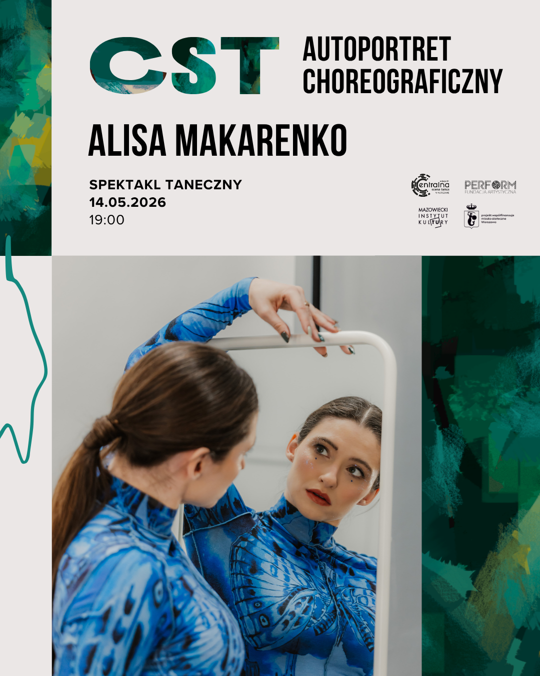 Plakat reklamujący wydarzenie CST: Autoportret choreograficzny: Alisa Makarenko