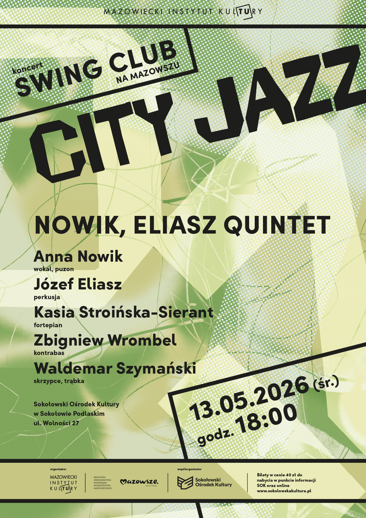 Plakat reklamujący koncert CiTy Jazz w Sokołowie Podlaskim w ramach cyklu Swing Club na Mazowszu