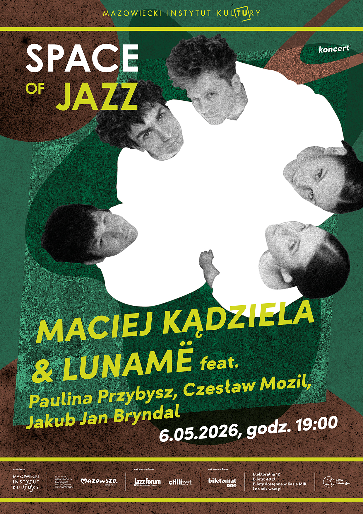 Plakat reklamujący koncert Macieja Kądzieli i Luname w ramach Space of Jazz