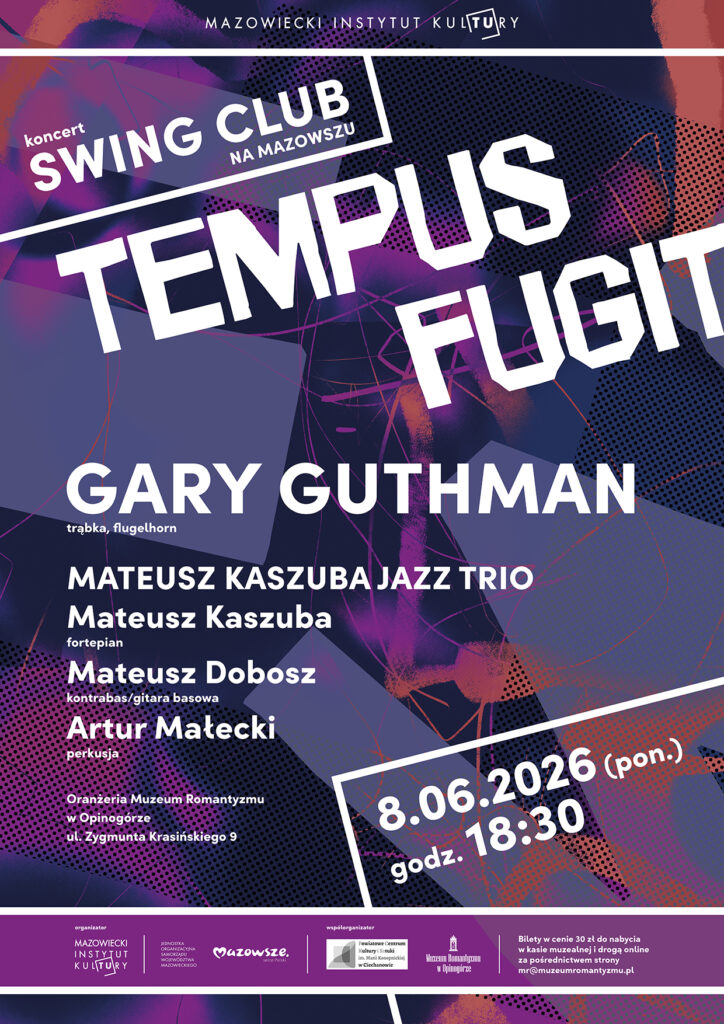 Plakat promujący koncert z programem Tempus Fugit w ramach cyklu Swing Club na Mazowszu