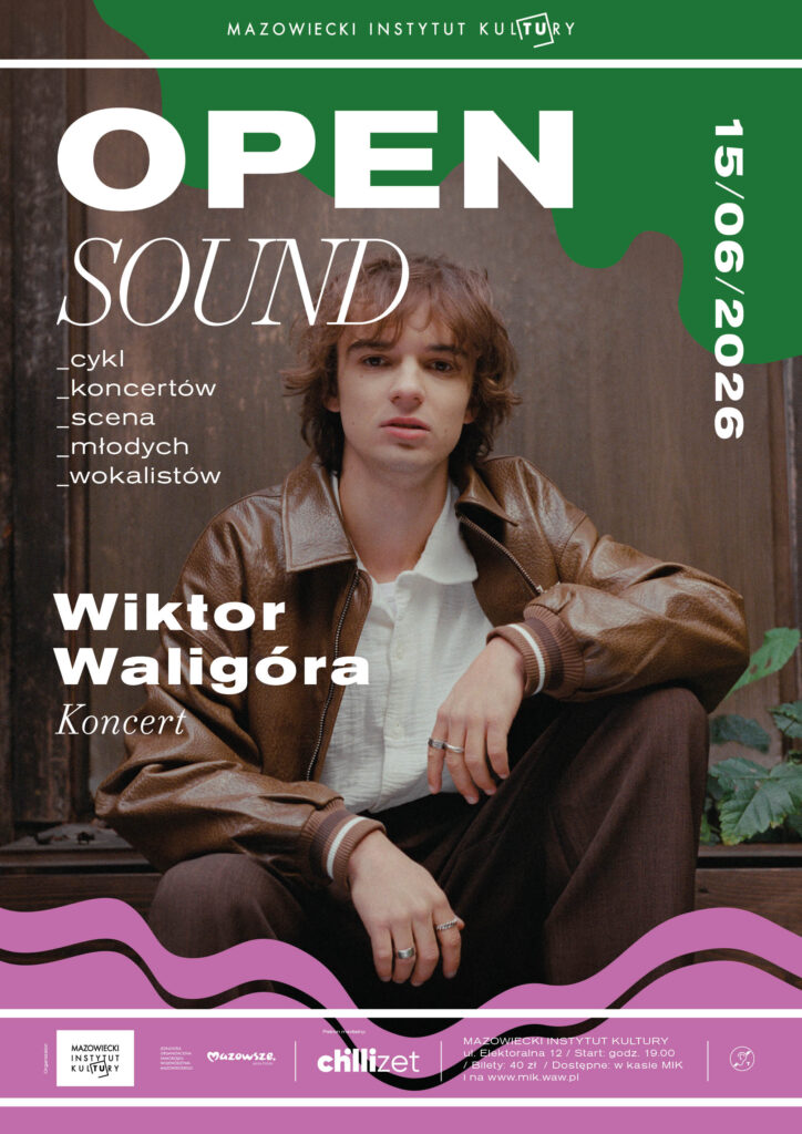 Plakat reklamujący koncert Wiktora Waligóry w ramach cyklu Open Sound