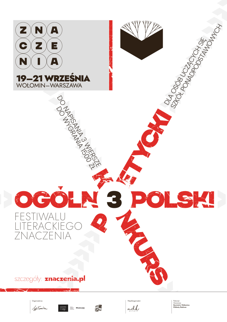 Plakat zapowiadający 3 ogólnopolski konkurs poetycki Znaczenia 2026