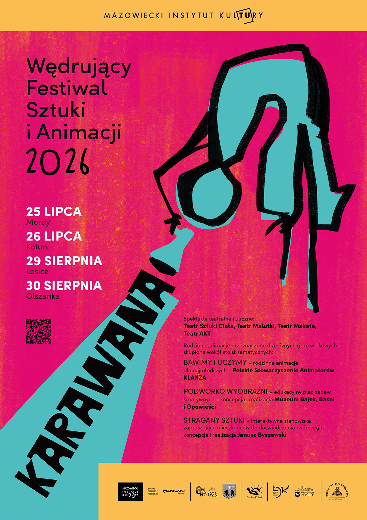 Plakat reklamujący Wędrujący Festiwal Sztuki i Animacji Karawana 2026